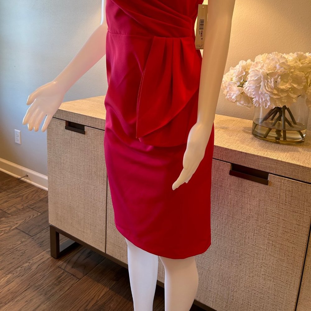 Eliza J Cap Sleeve Drape Crepe Sheath Dress - Picture 4 of 8
